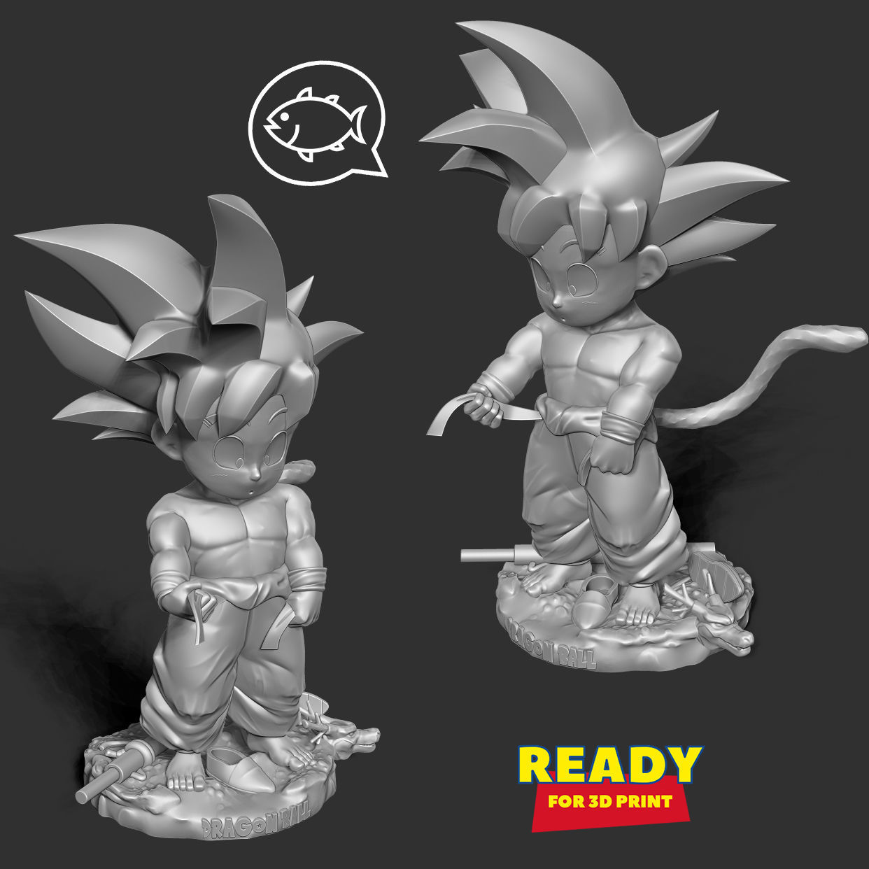 Kid Goku - Ready for fishing 3D print model_4