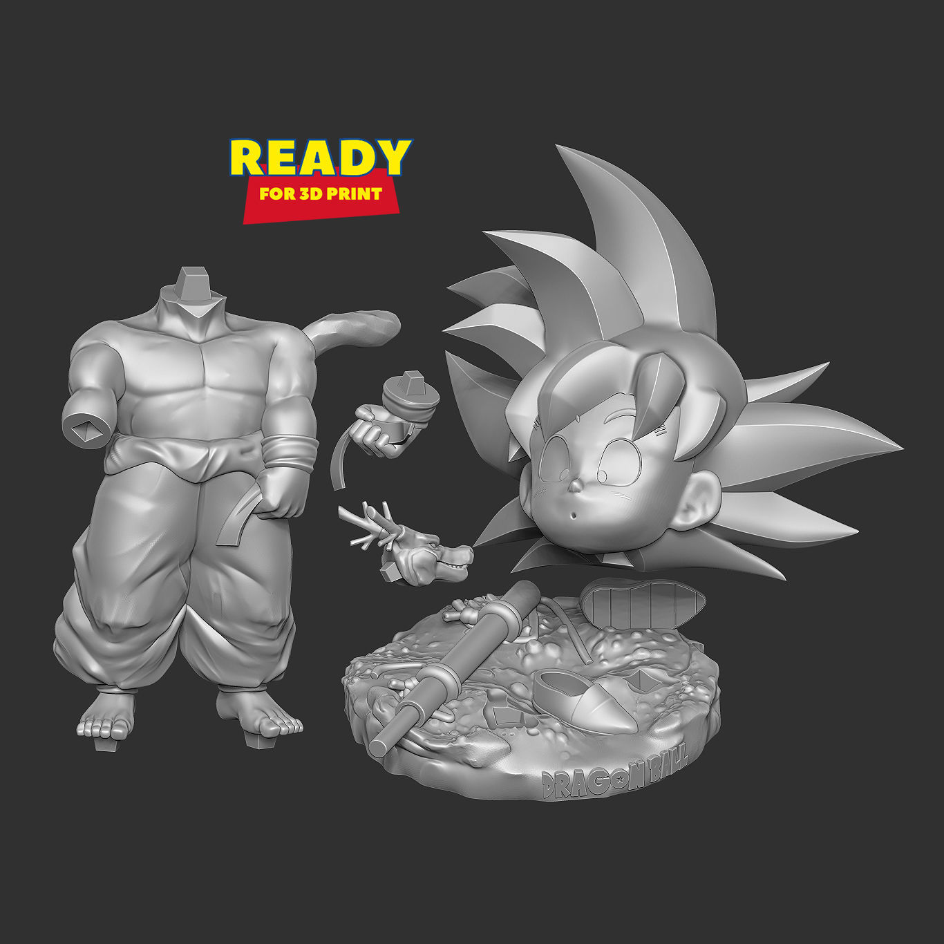 Kid Goku - Ready for fishing 3D print model_2
