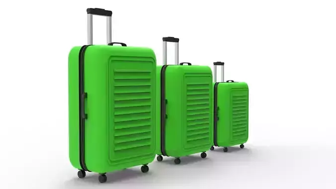 SUITCASE-GREEN three suitcases on wheels