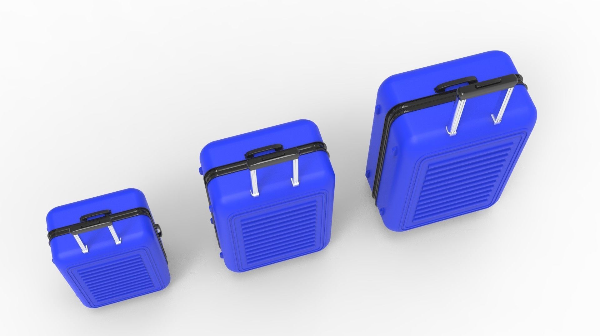 SUITCASE-BLUE three suitcases on wheels 3D model_4