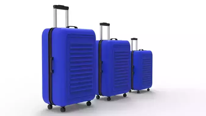 SUITCASE-BLUE three suitcases on wheels
