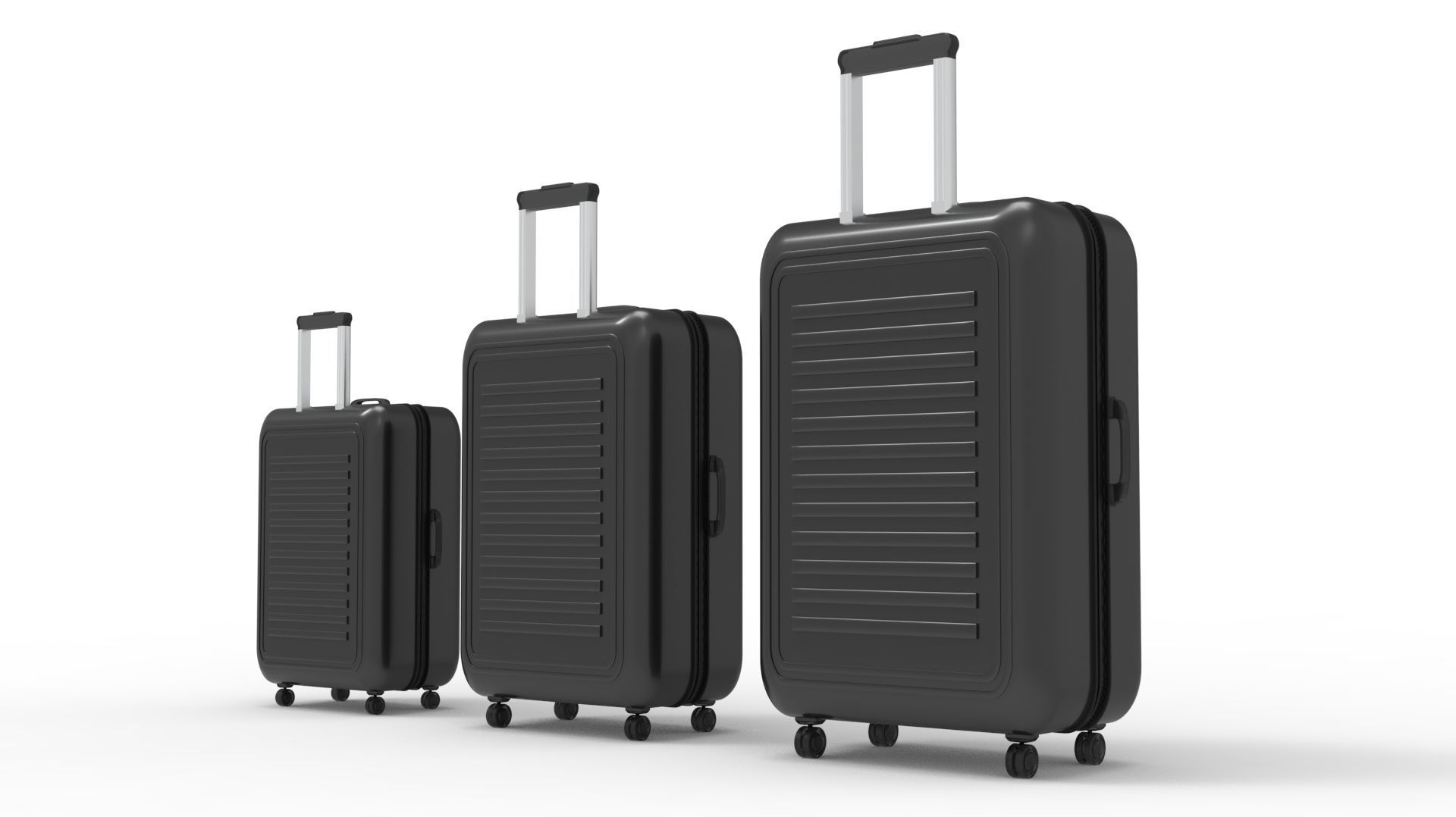 SUITCASE-BLACK three suitcases on wheels 3D model_16