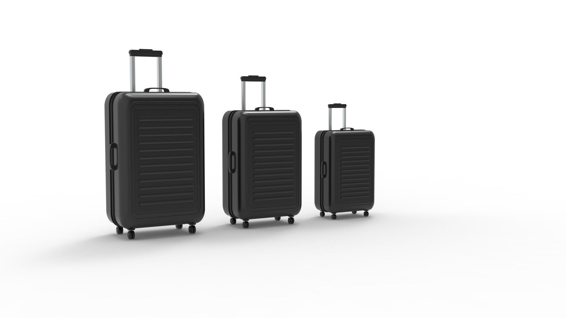 SUITCASE-BLACK three suitcases on wheels 3D model_32