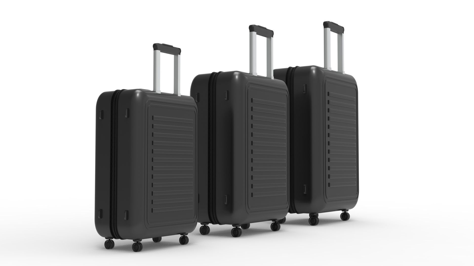 SUITCASE-BLACK three suitcases on wheels 3D model_62
