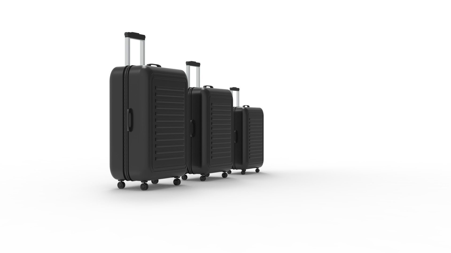 SUITCASE-BLACK three suitcases on wheels 3D model_46
