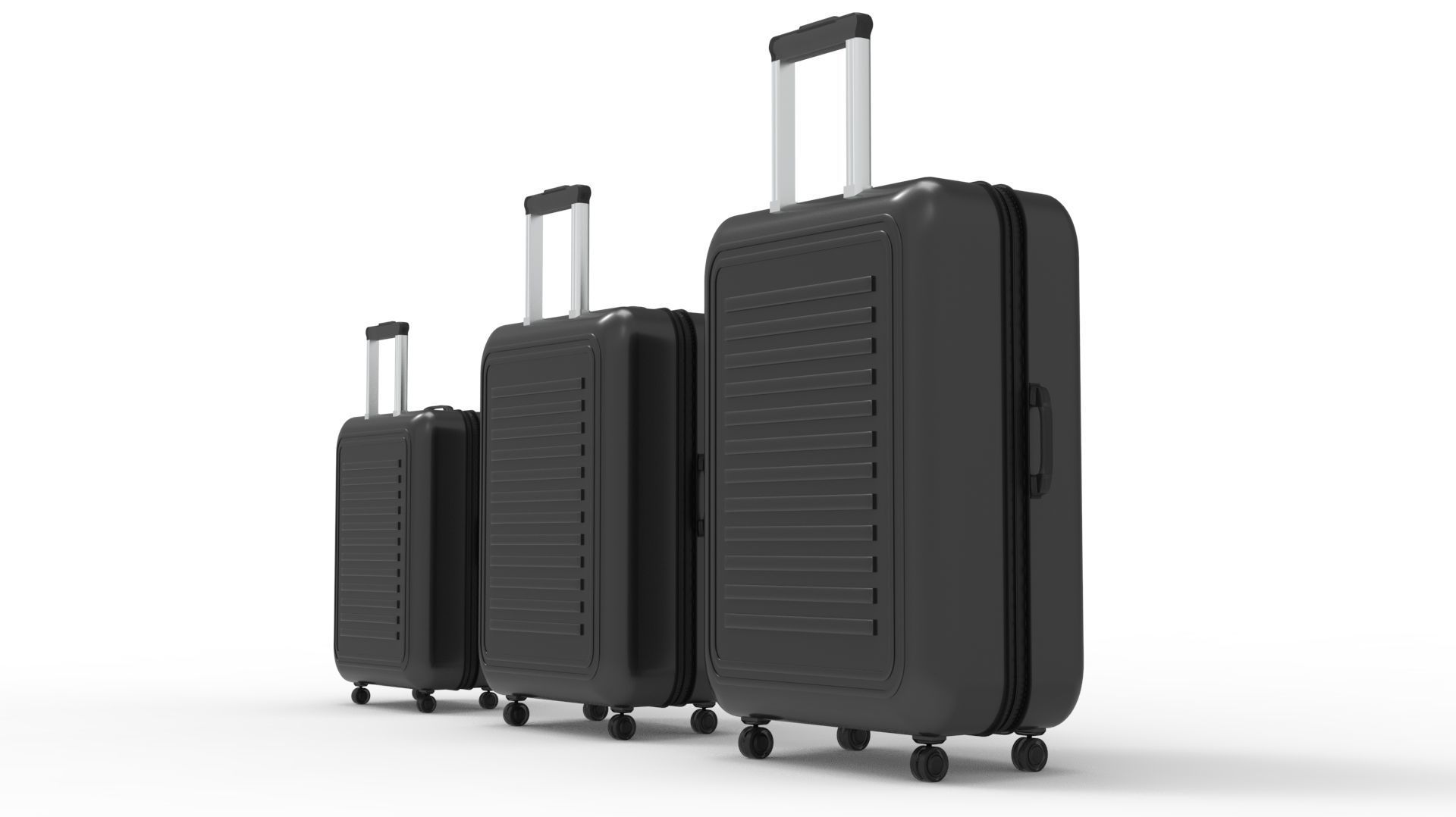 SUITCASE-BLACK three suitcases on wheels 3D model_60