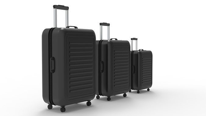 SUITCASE-BLACK three suitcases on wheels 3D model