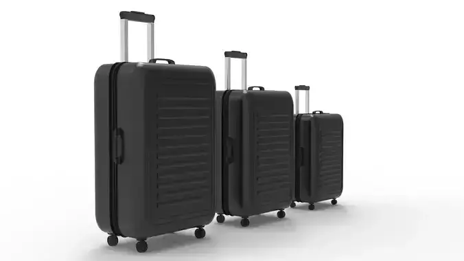 SUITCASE-BLACK three suitcases on wheels 3D model