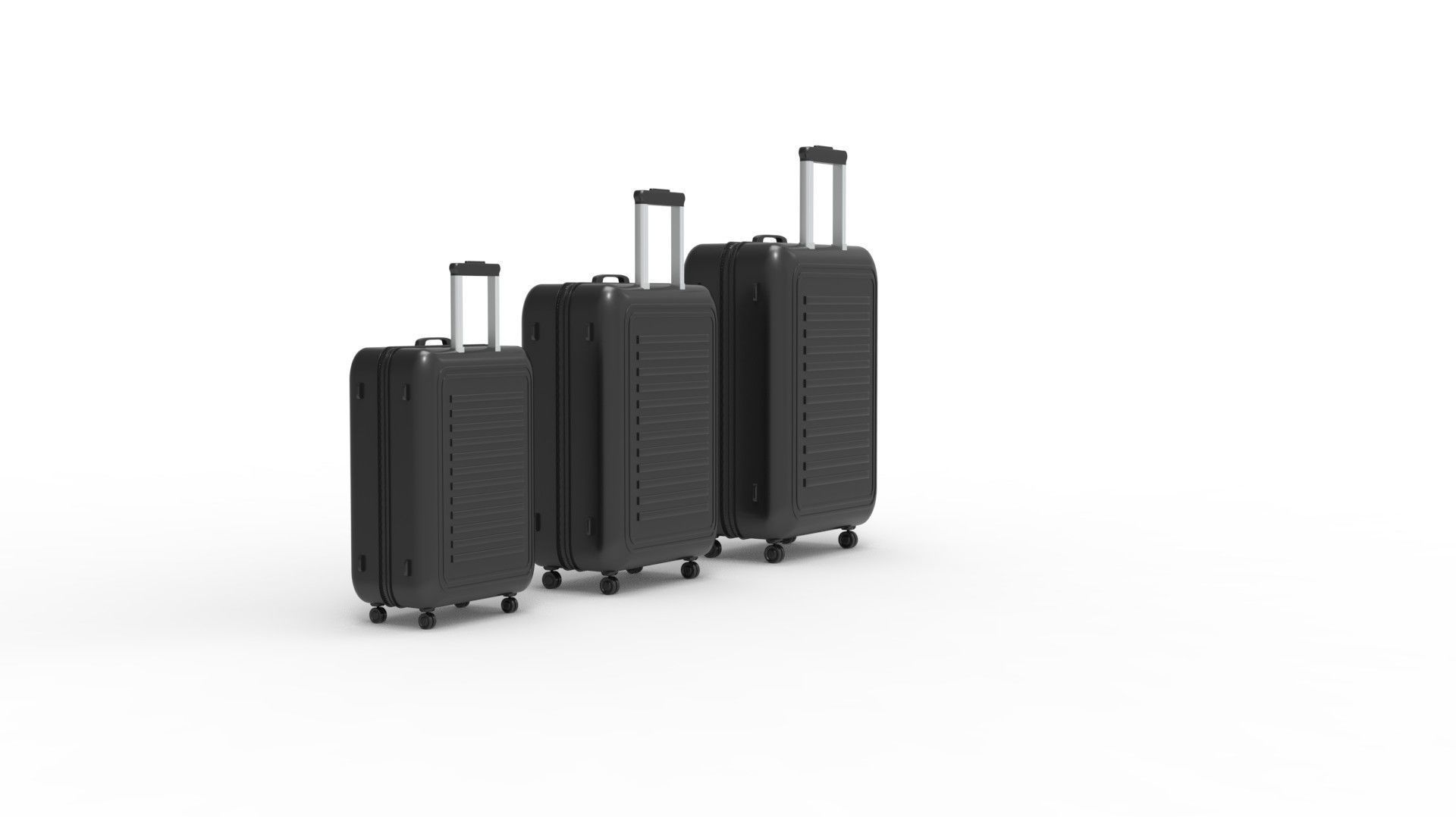 SUITCASE-BLACK three suitcases on wheels 3D model_57