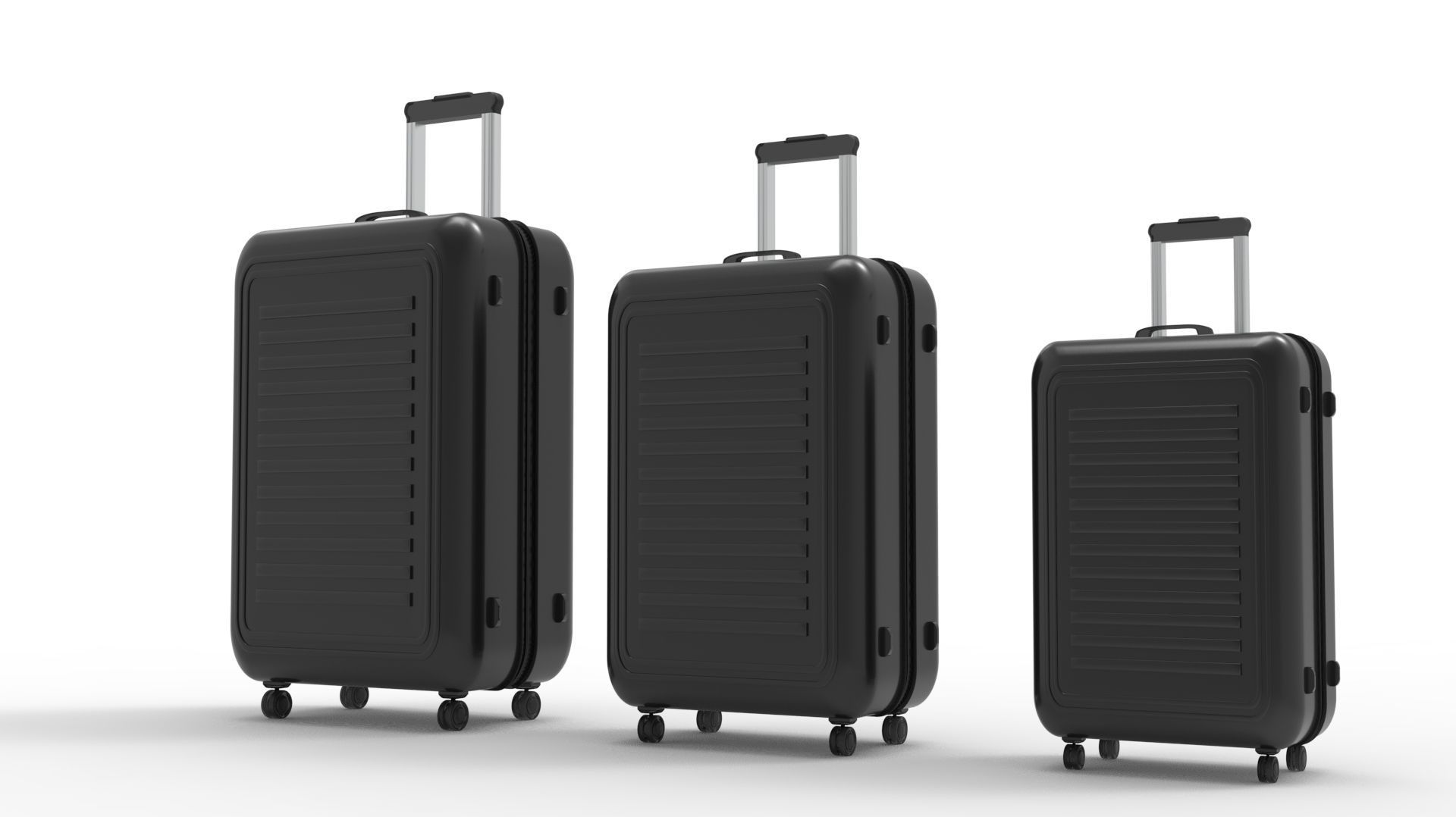 SUITCASE-BLACK three suitcases on wheels 3D model_39