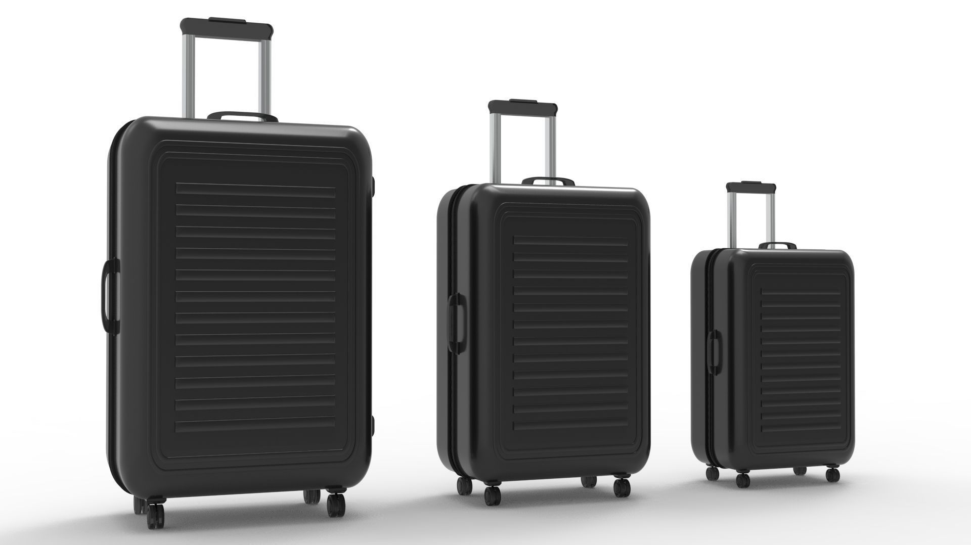 SUITCASE-BLACK three suitcases on wheels 3D model_34