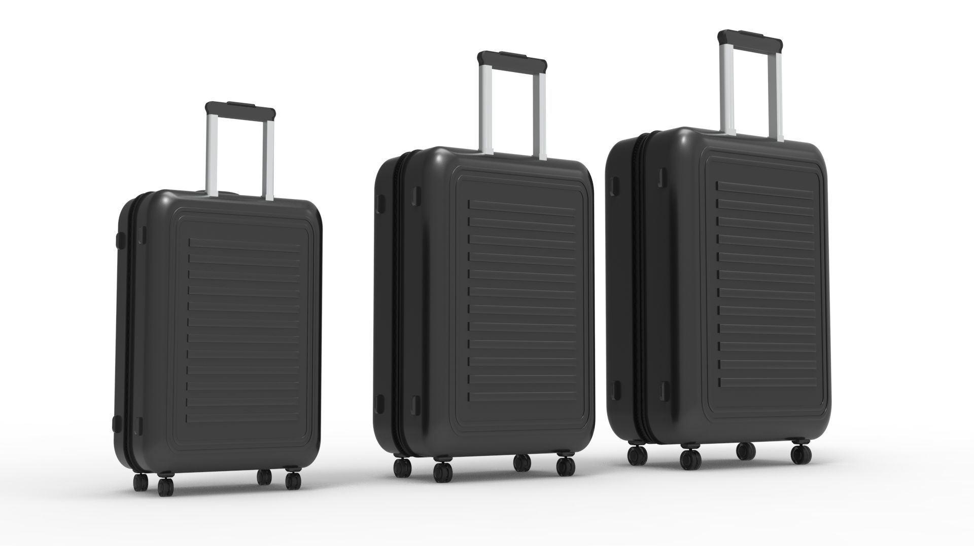 SUITCASE-BLACK three suitcases on wheels 3D model_35