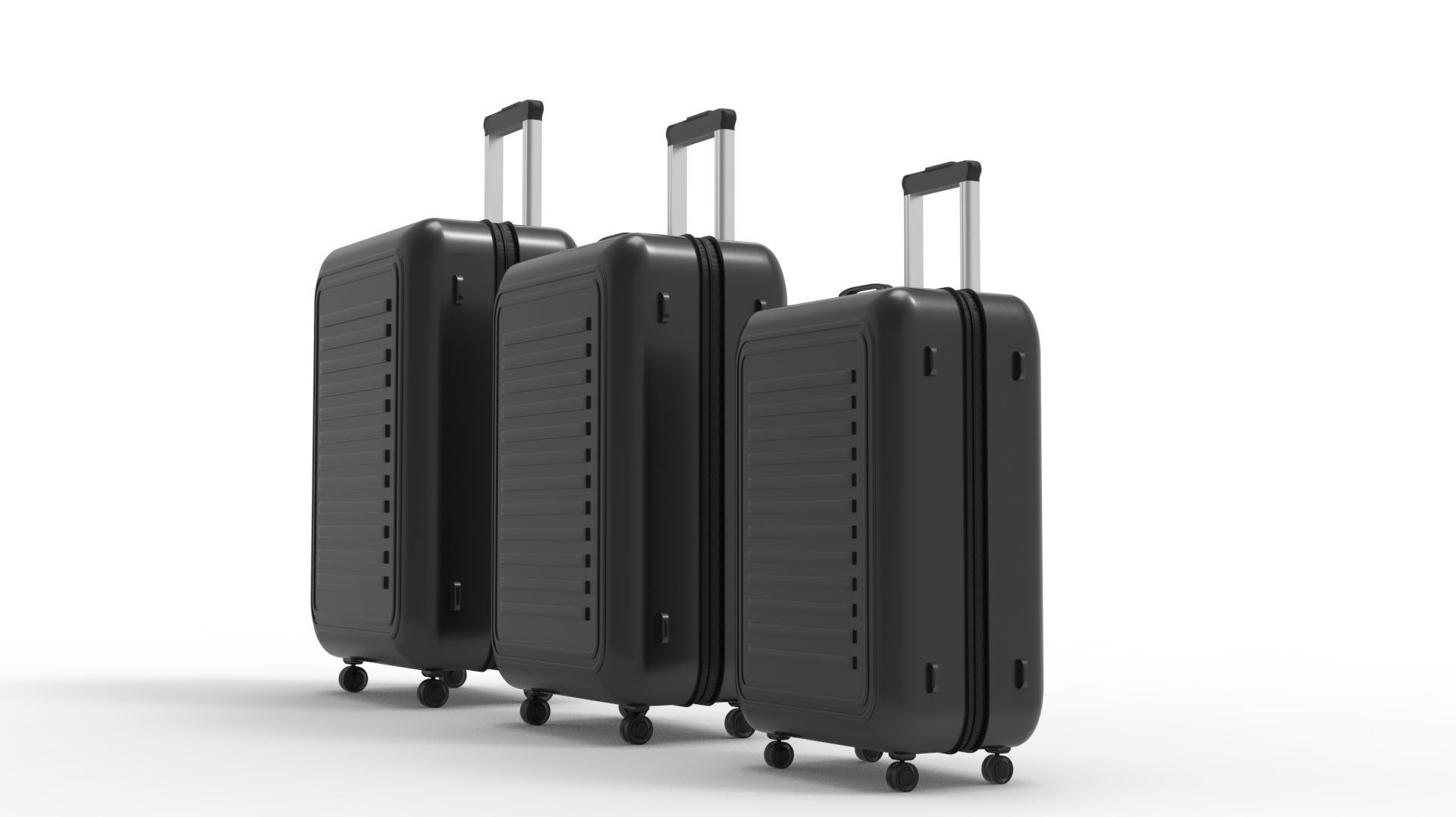 SUITCASE-BLACK three suitcases on wheels 3D model_12