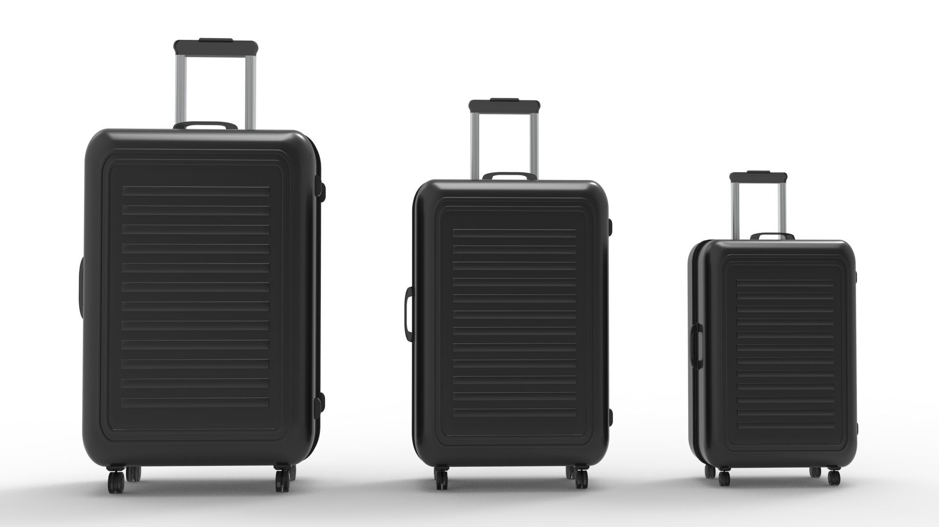SUITCASE-BLACK three suitcases on wheels 3D model_8