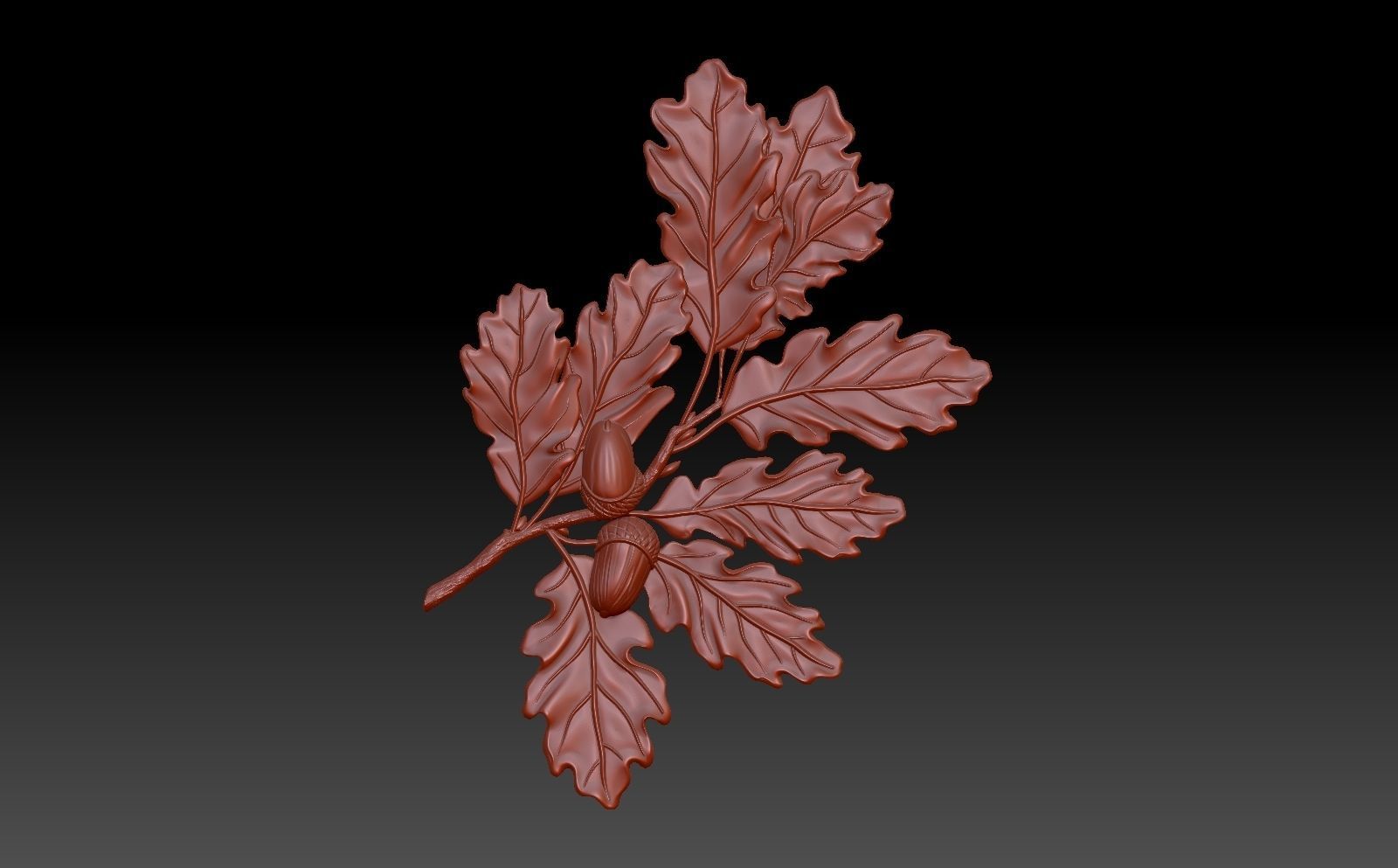 Oak branch 3D print model_4