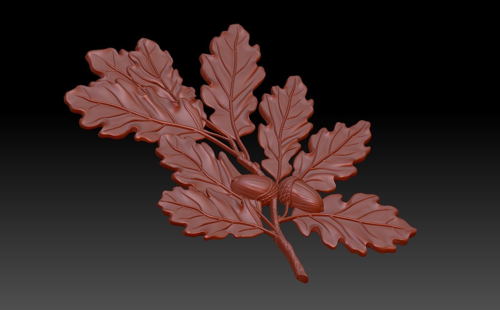 Oak branch 3D print model_6