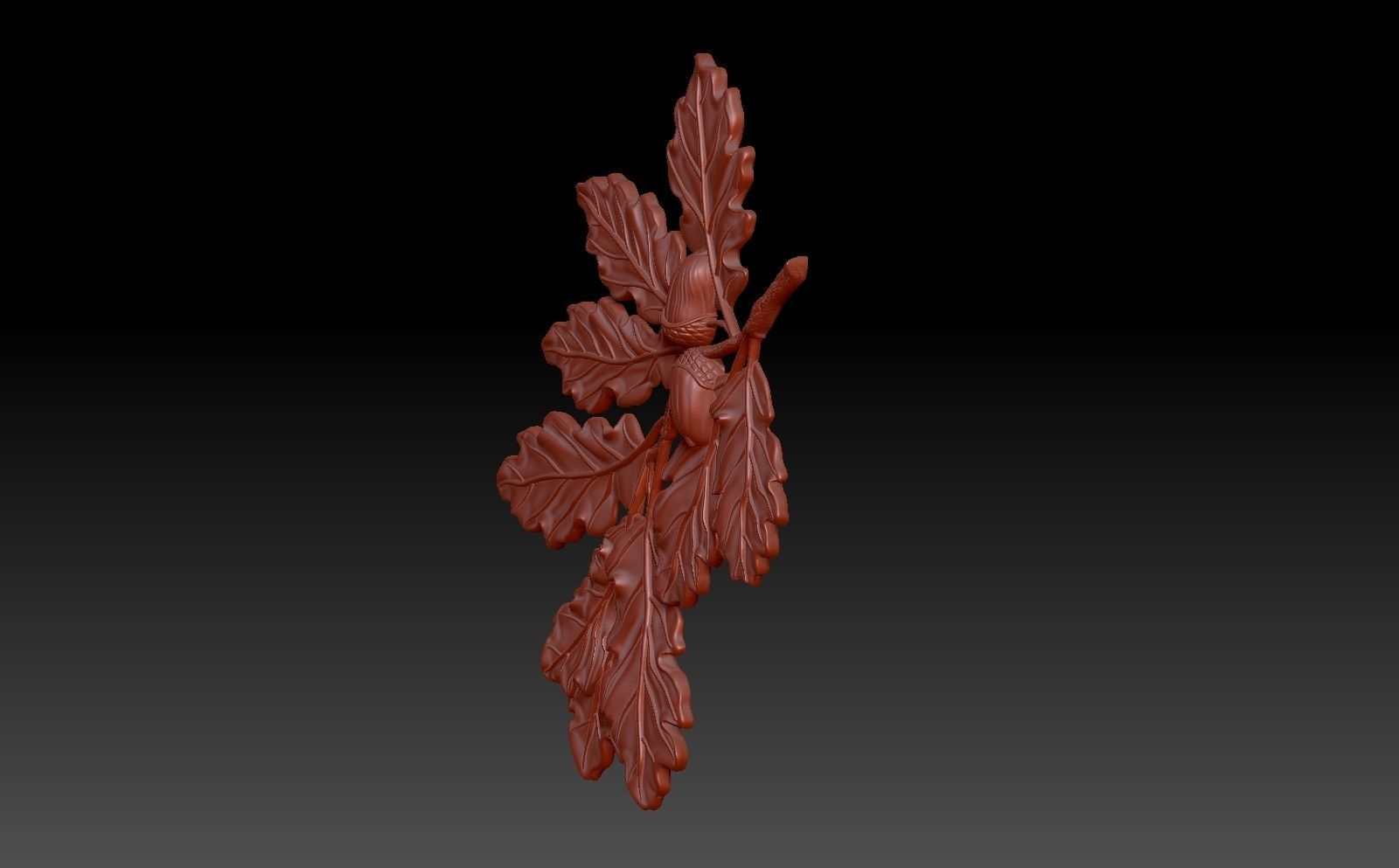 Oak branch 3D print model_1