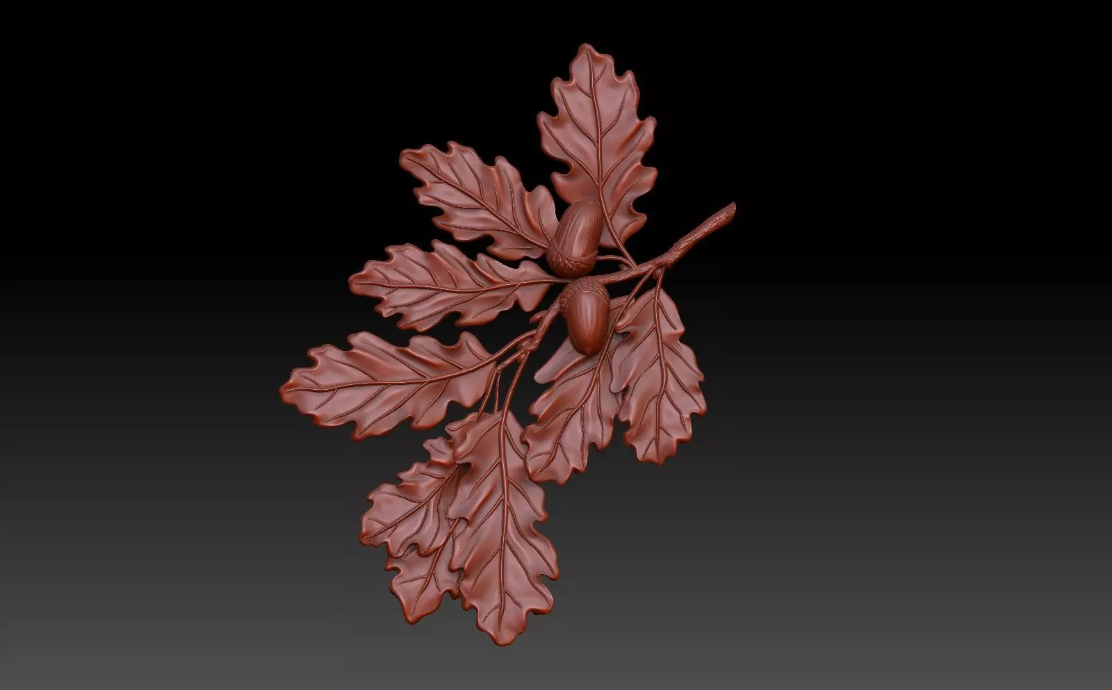 Oak branch 3D print model_0