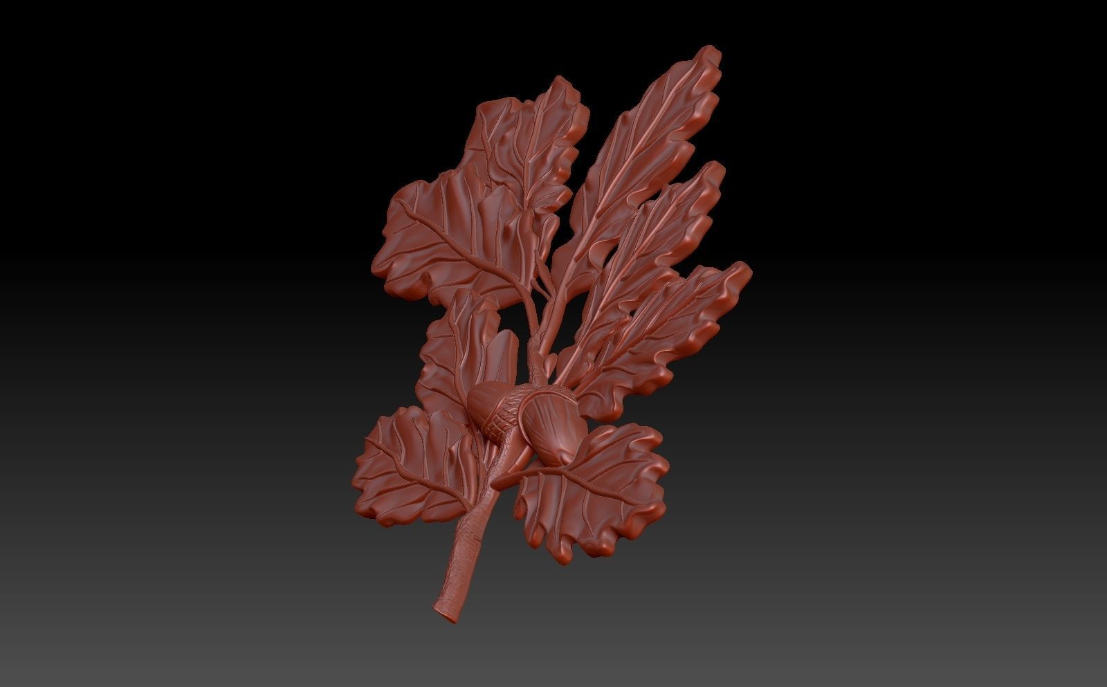 Oak branch 3D print model_7