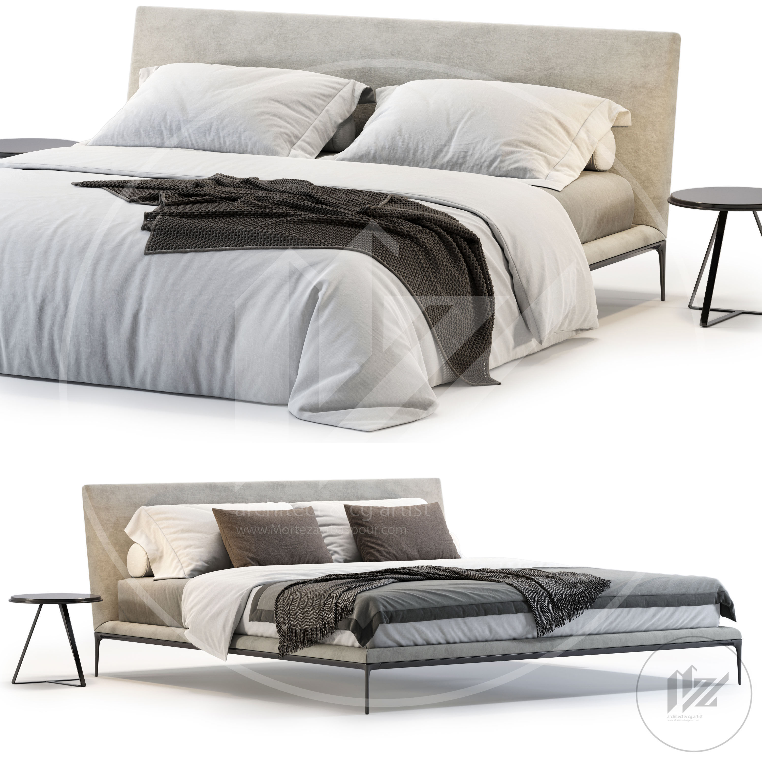 B And B Italia Atoll Bed 3D model_1