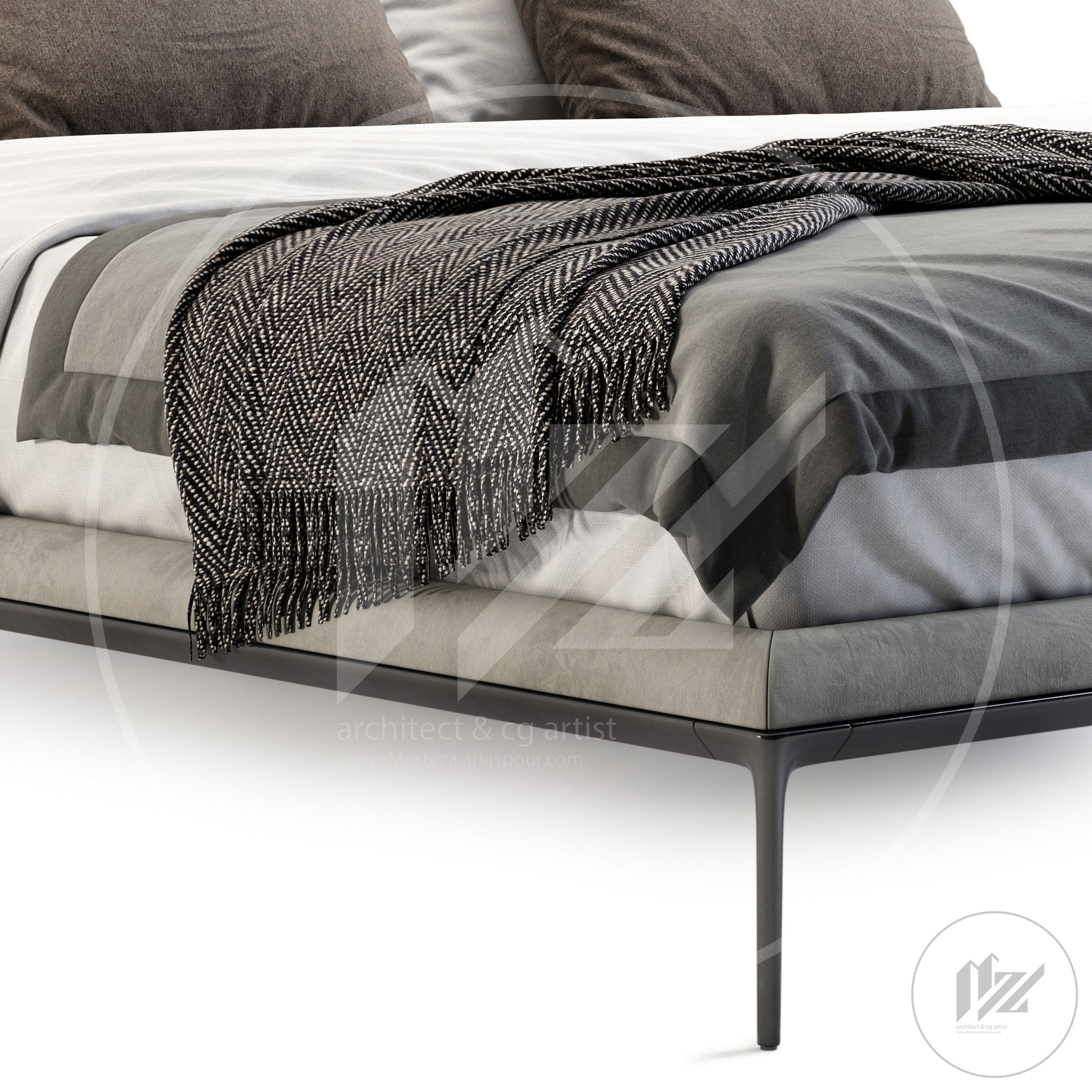 B And B Italia Atoll Bed 3D model_3