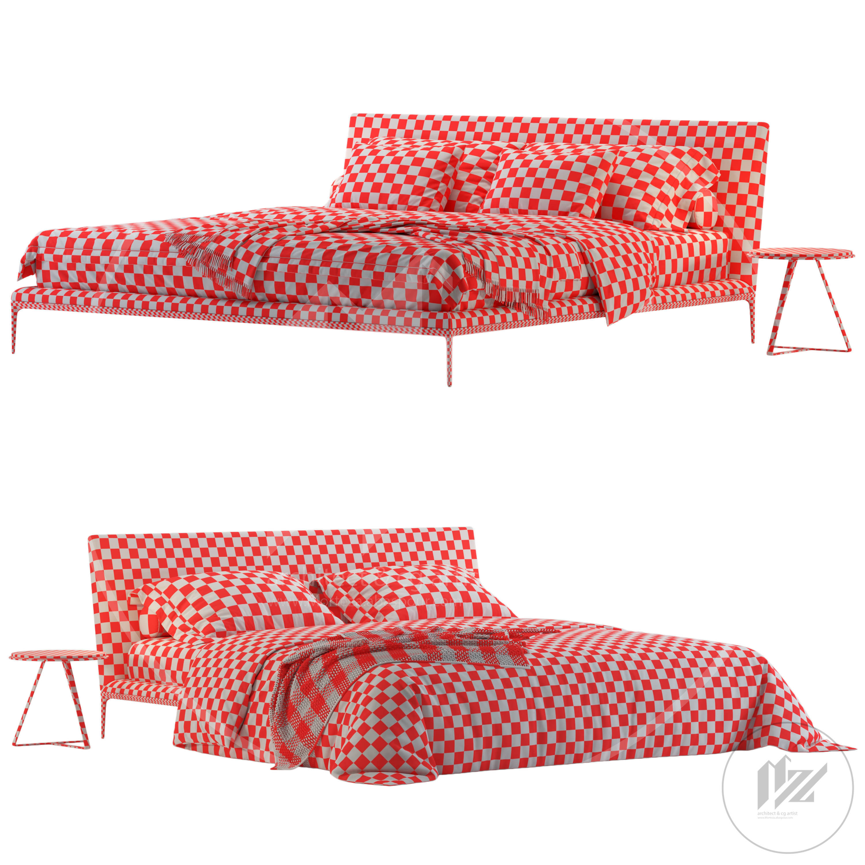 B And B Italia Atoll Bed 3D model_4