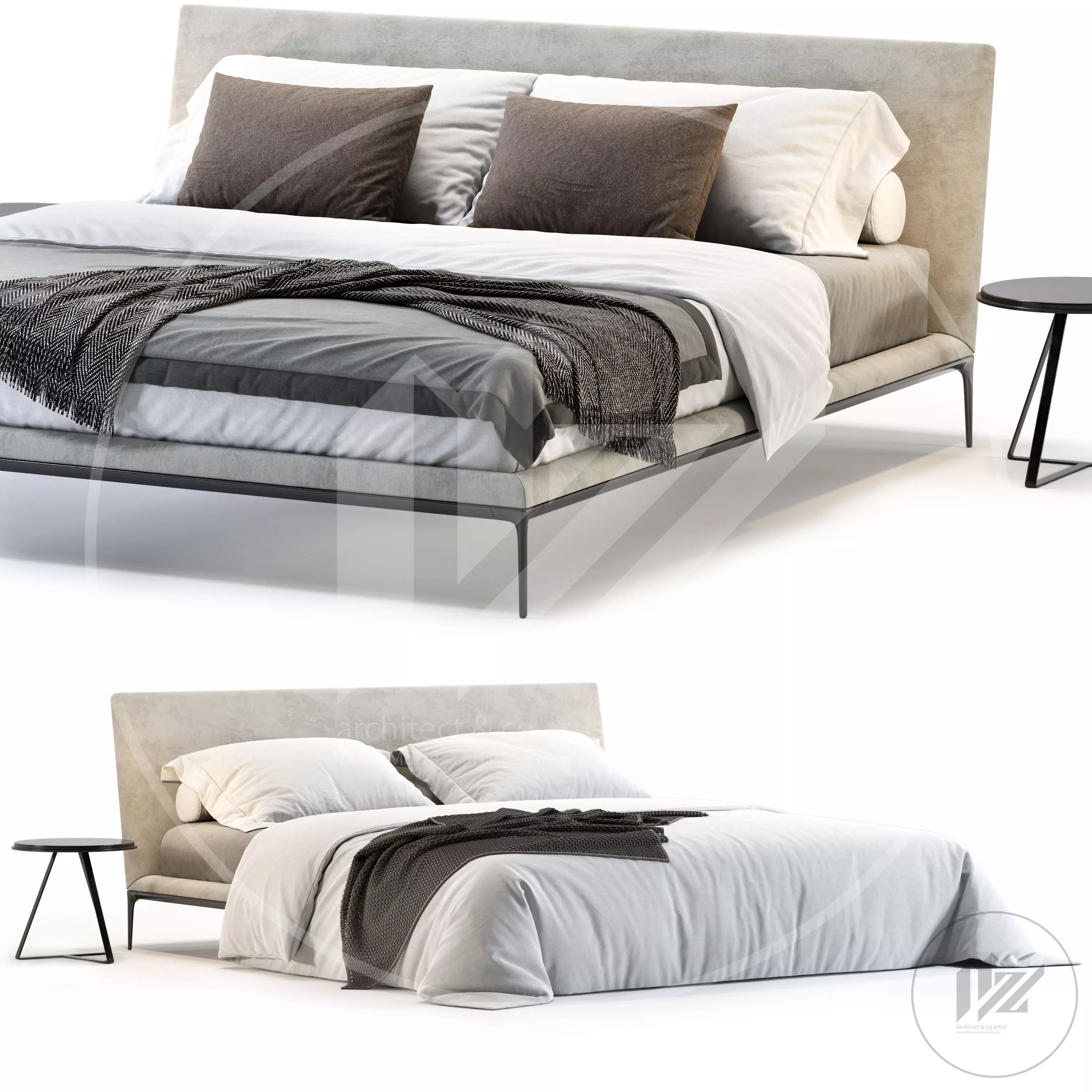 B And B Italia Atoll Bed 3D model_0
