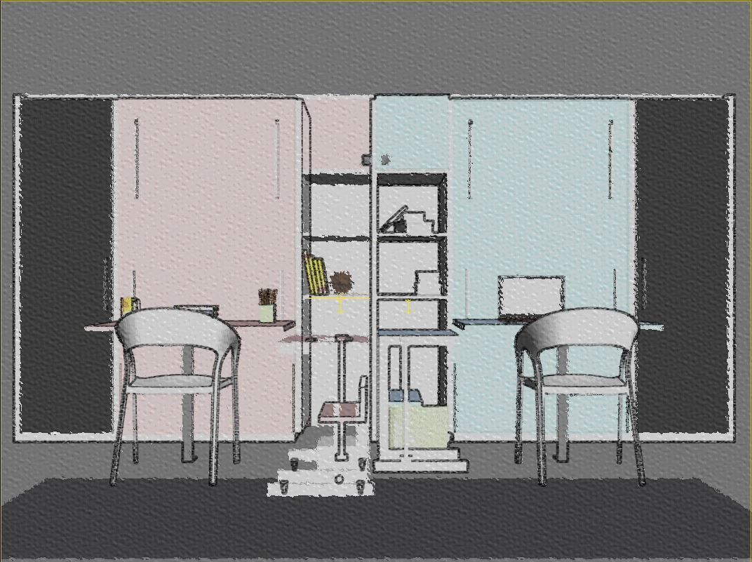 murphy bed with study table 3D model_6