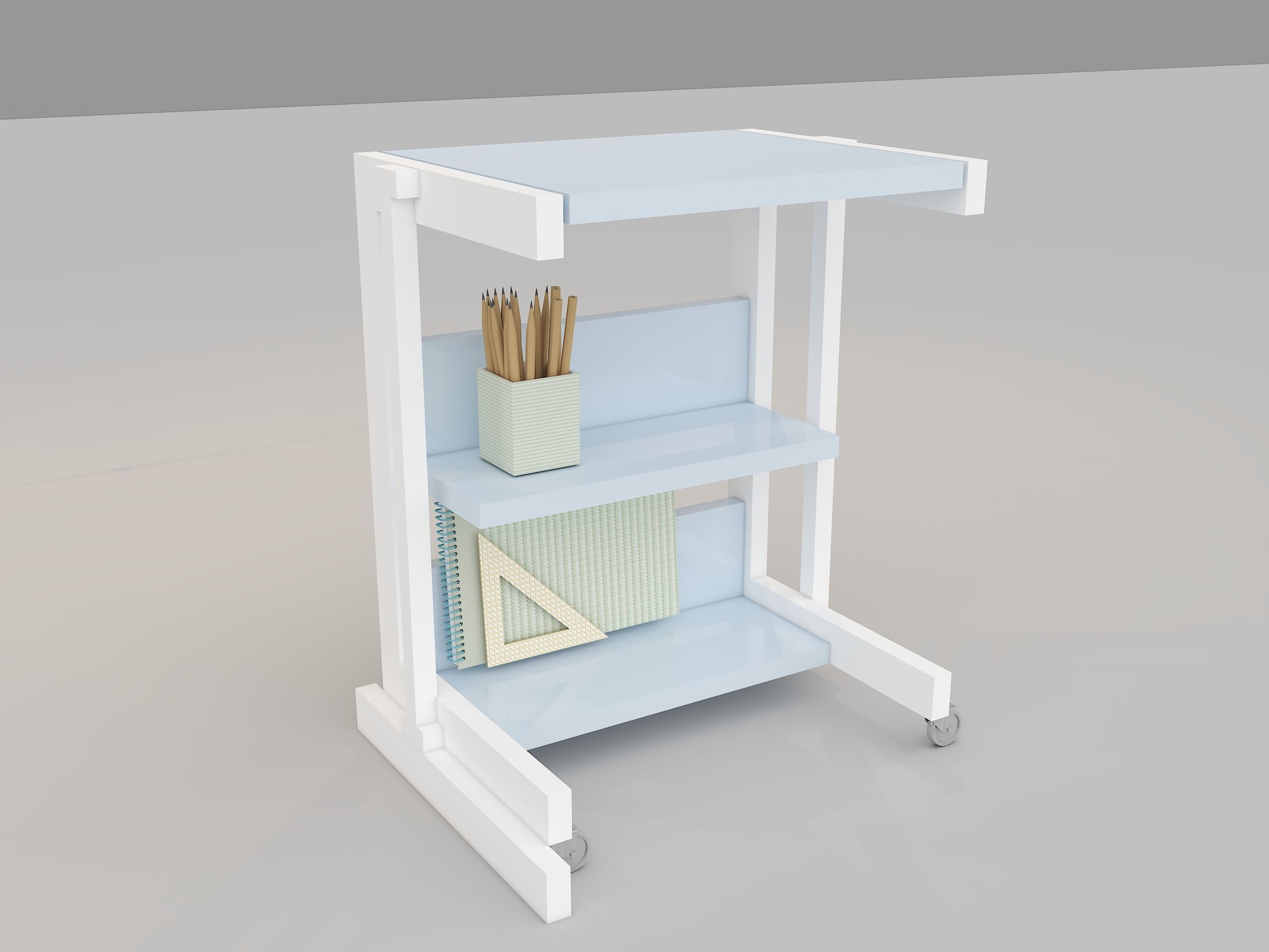 murphy bed with study table 3D model_10