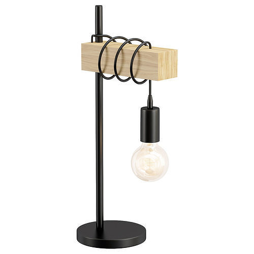 townshend-32918 table lamp with wooden base and light bulb 3D model