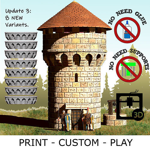 Stone tower - STL - Scenography - Tabletop - Diorama - Wargame 3D print model