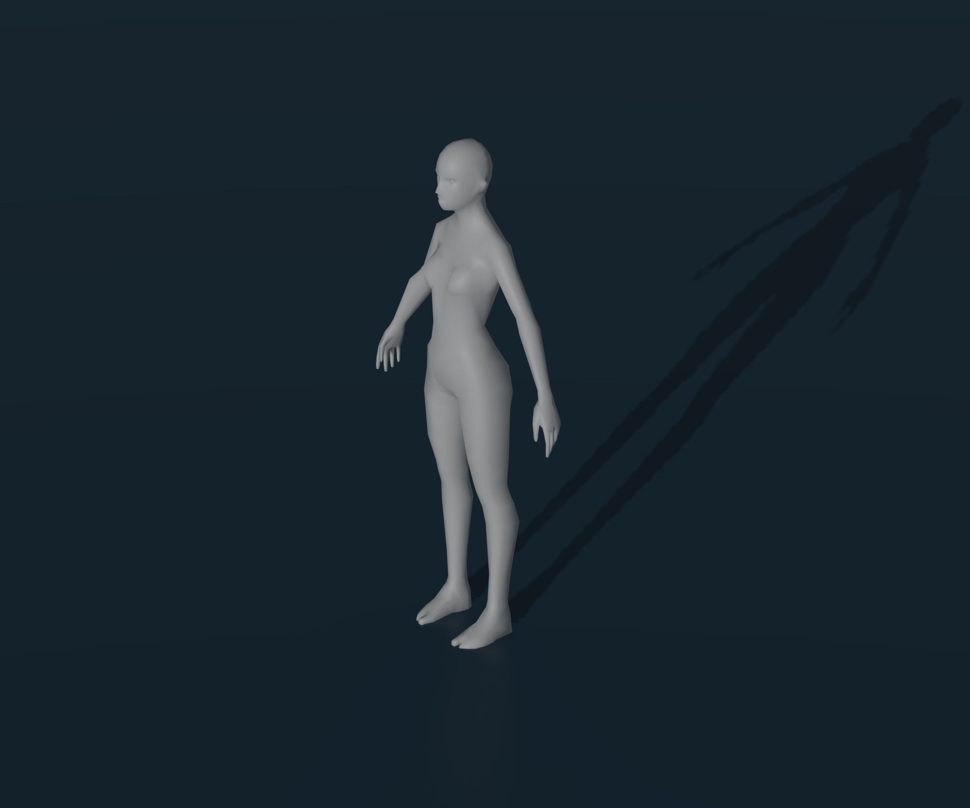 Female Body Base Mesh Animated and Rigged 3D Model 1k Polygons Low-poly 3D model_9