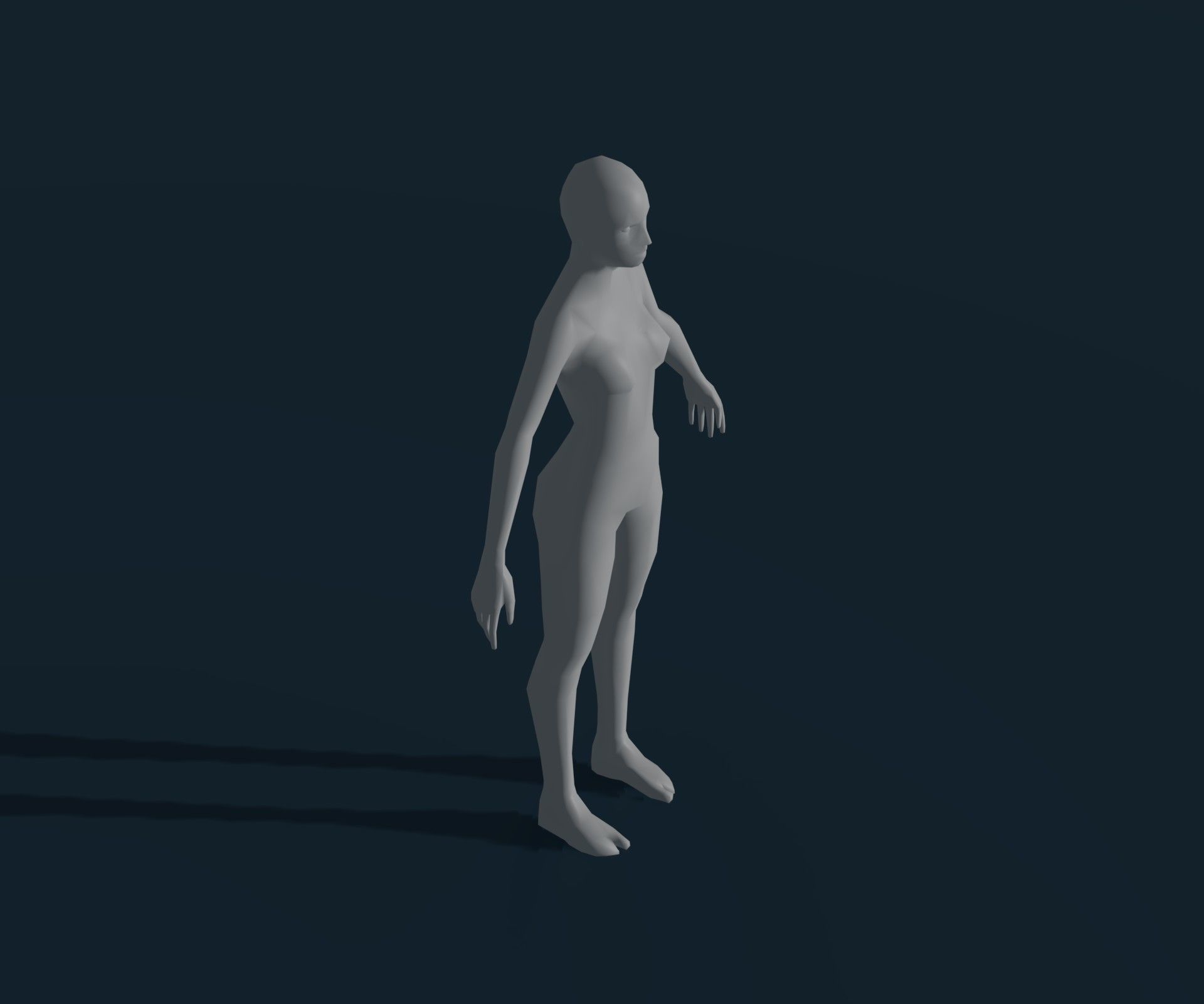 Female Body Base Mesh Animated and Rigged 3D Model 1k Polygons Low-poly 3D model_17