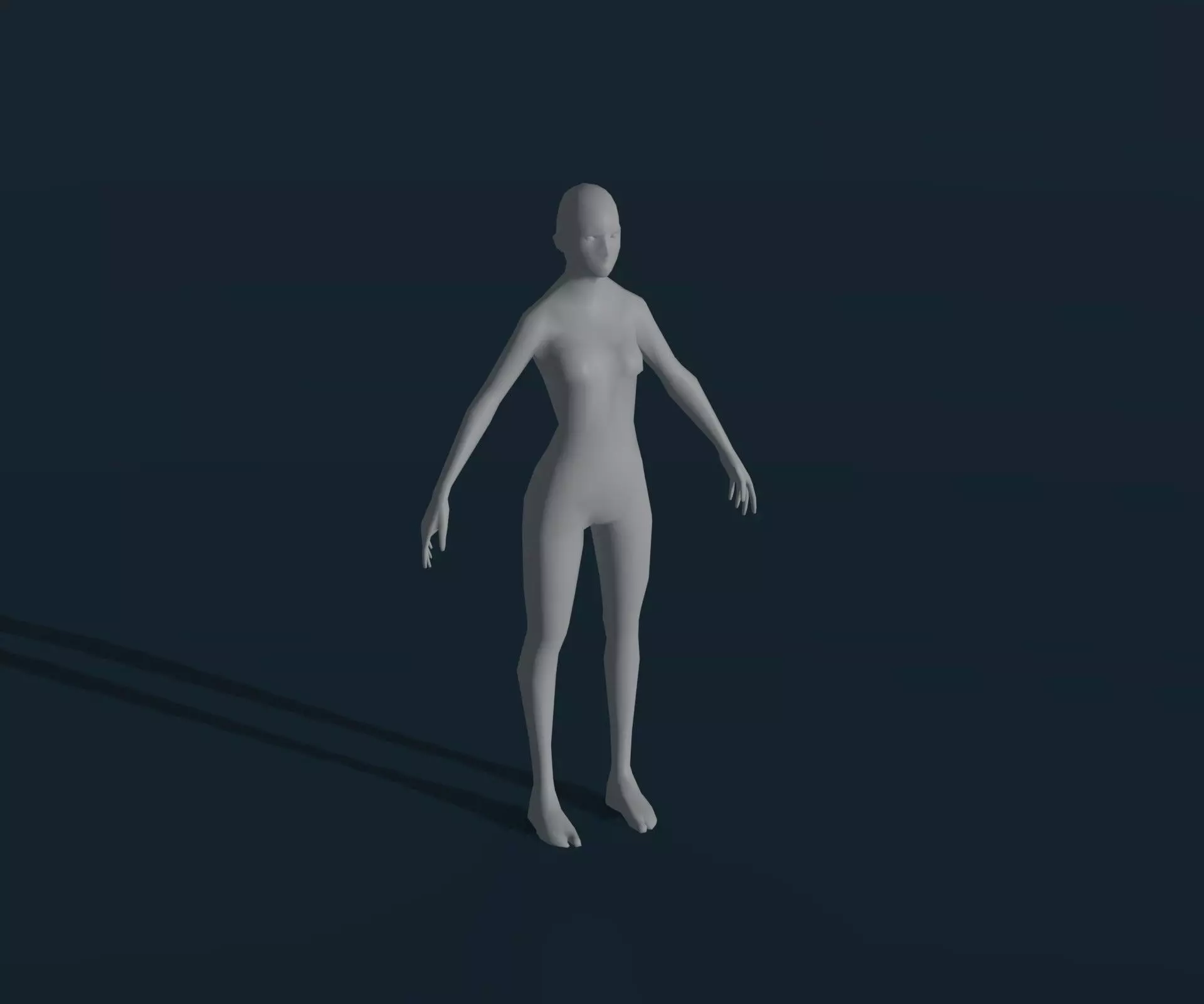 Female Body Base Mesh Animated and Rigged 3D Model 1k Polygons Low-poly 3D model_0