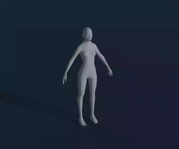 Female Body Base Mesh Animated and Rigged 3D Model 1k Polygons