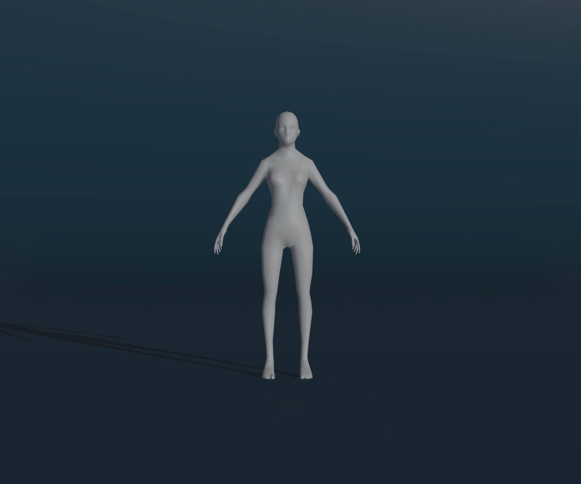 Female Body Base Mesh Animated and Rigged 3D Model 1k Polygons Low-poly 3D model_5