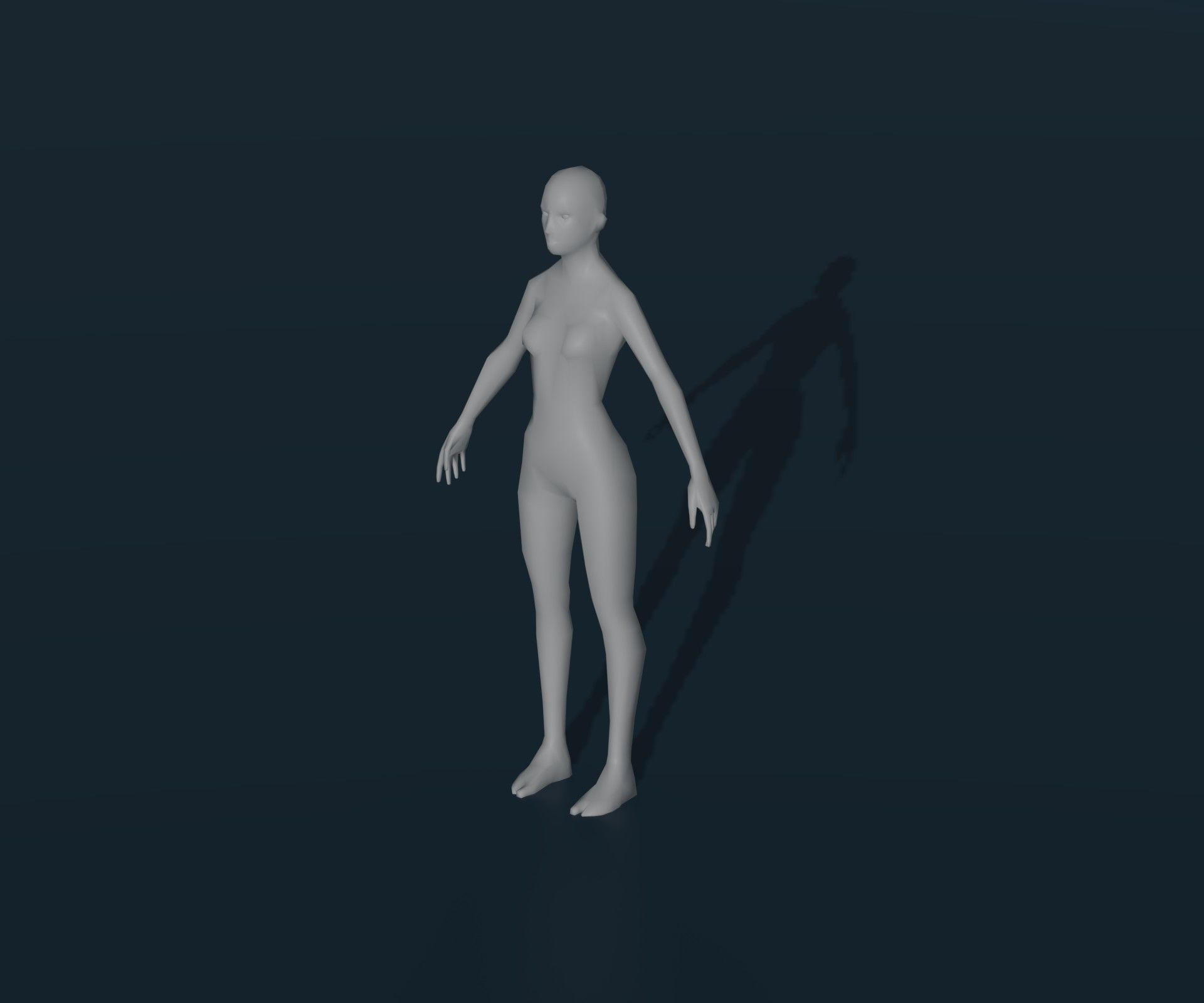 Female Body Base Mesh Animated and Rigged 3D Model 1k Polygons Low-poly 3D model_16