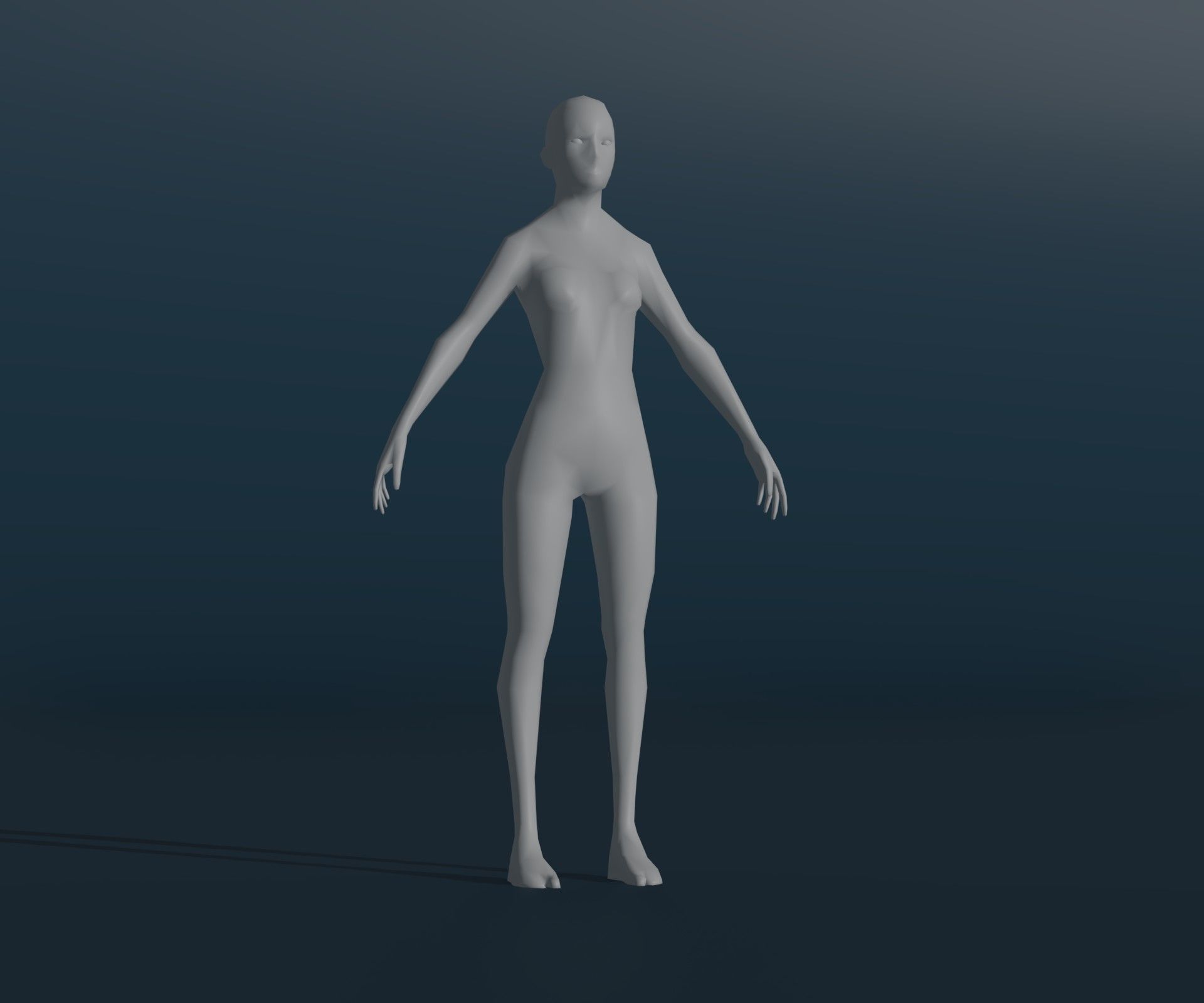 Female Body Base Mesh Animated and Rigged 3D Model 1k Polygons Low-poly 3D model_7