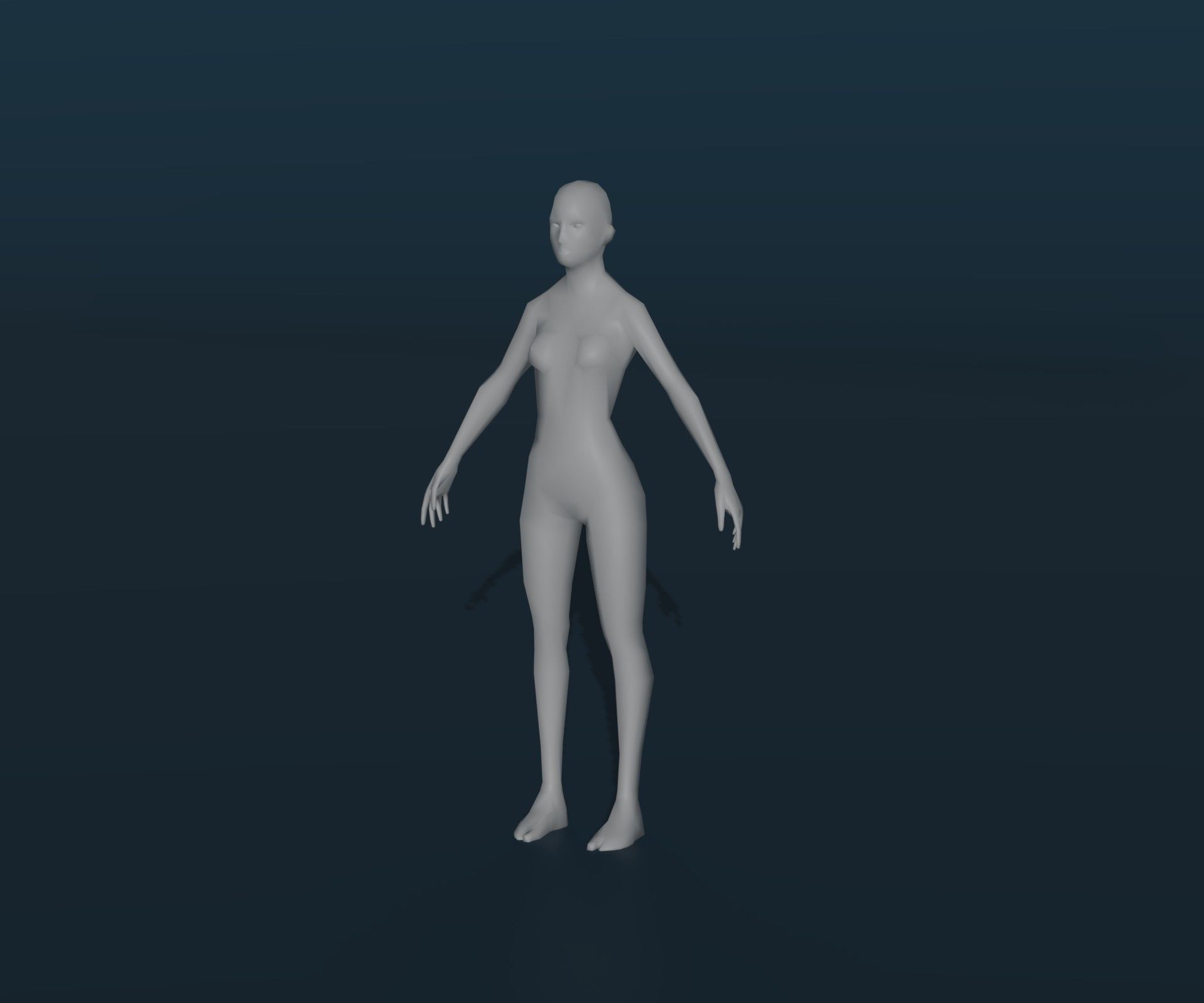 Female Body Base Mesh Animated and Rigged 3D Model 1k Polygons Low-poly 3D model_4