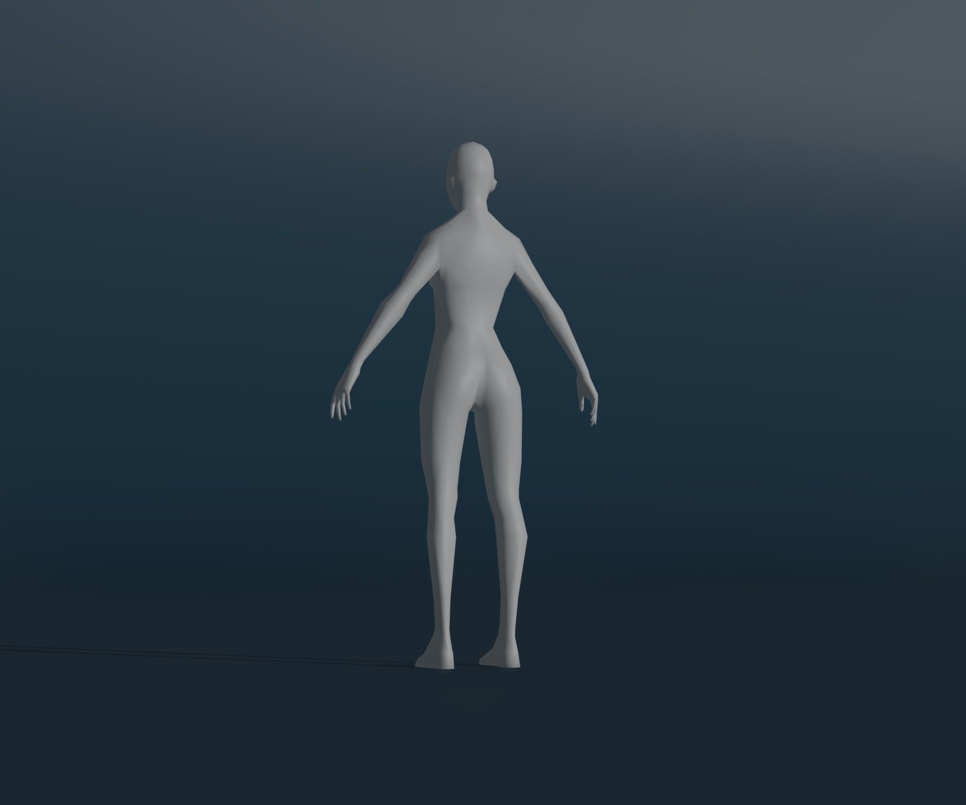 Female Body Base Mesh Animated and Rigged 3D Model 1k Polygons Low-poly 3D model_12