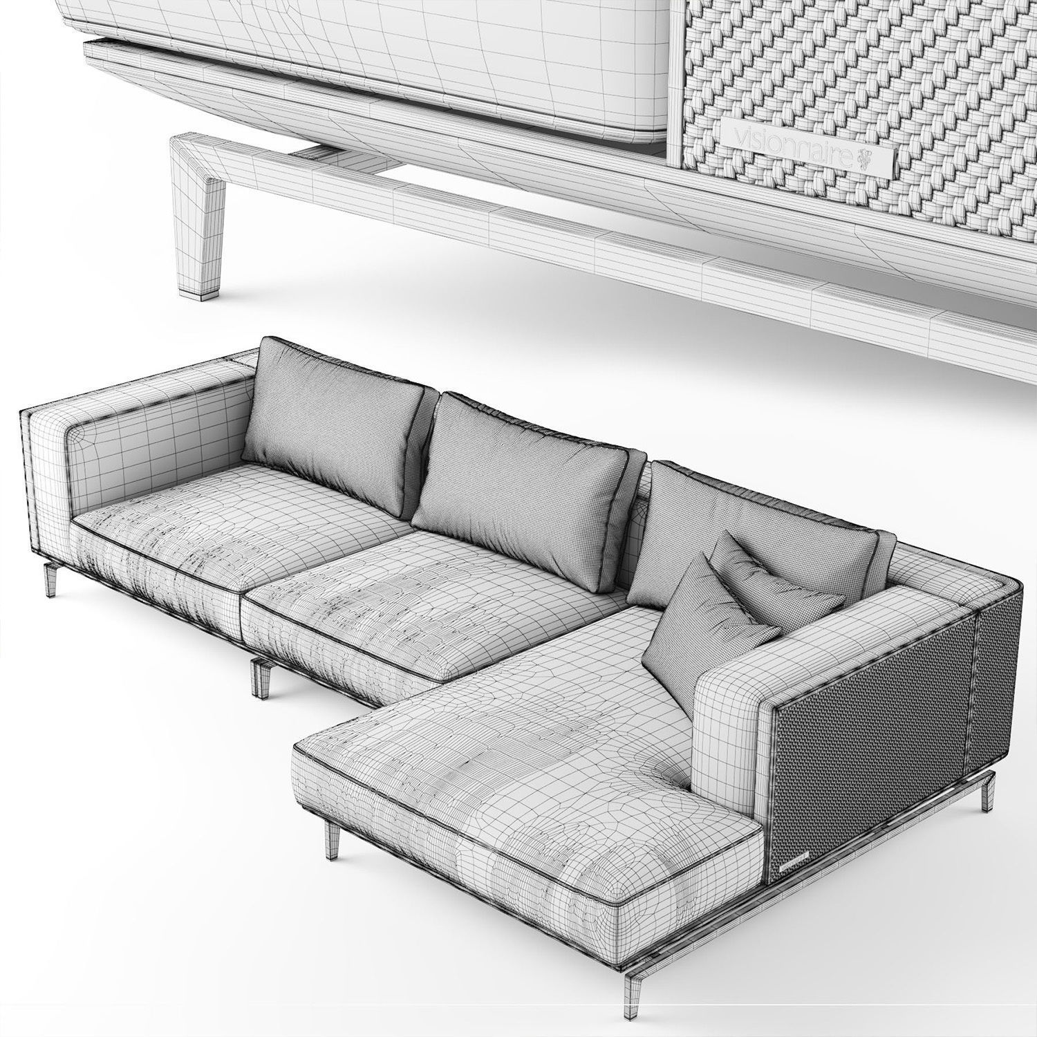 Visionnaire Backstage sofa with chaise longue 3D model_4