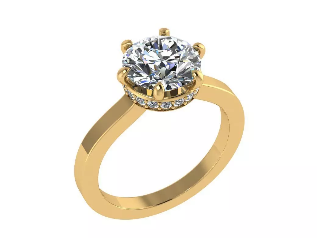Ring123 gold engagement ring with diamonds 3D print model_0