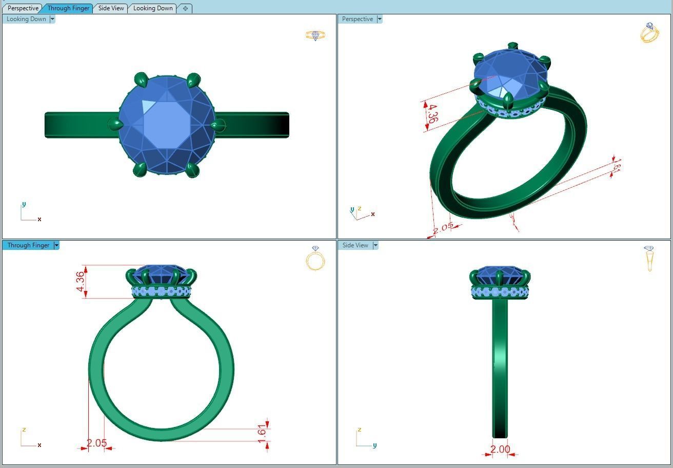 Ring123 gold engagement ring with diamonds 3D print model_5