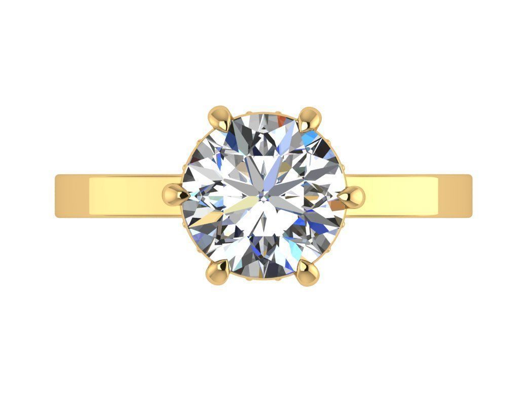 Ring123 gold engagement ring with diamonds 3D print model_1