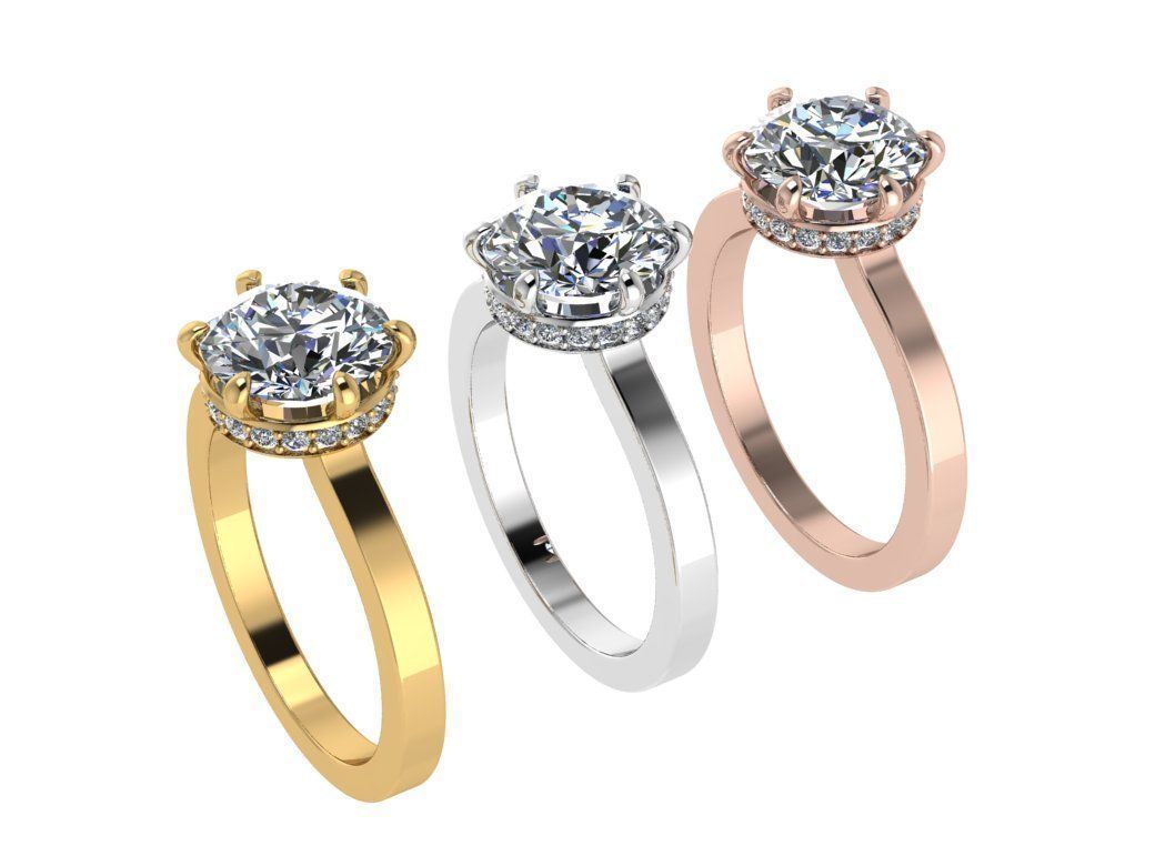 Ring123 gold engagement ring with diamonds 3D print model_4