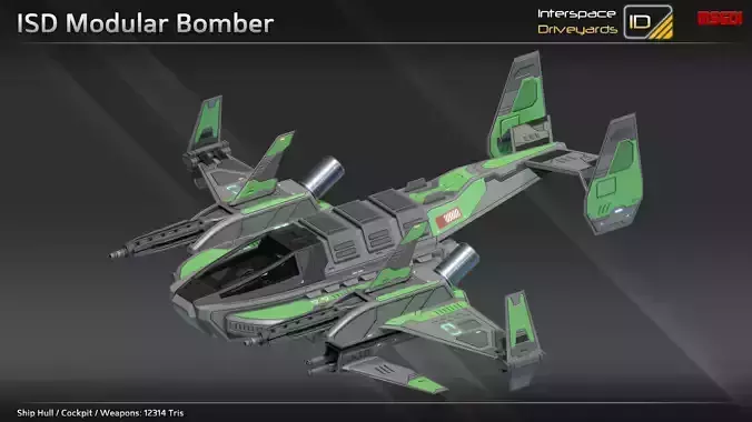 ISD Modular Bomber Low-poly 3D model
