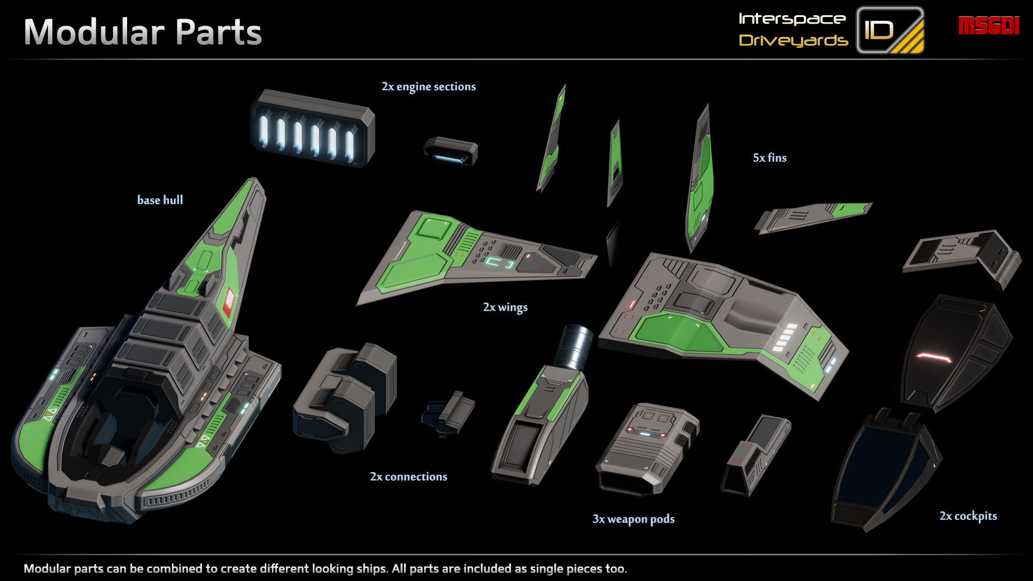 ISD Modular Bomber Low-poly 3D model_1