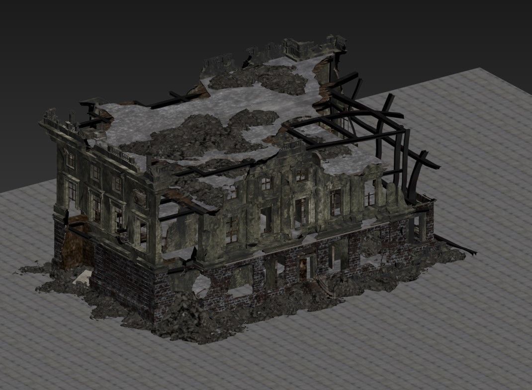 ruin model destroyed building 3D model_1