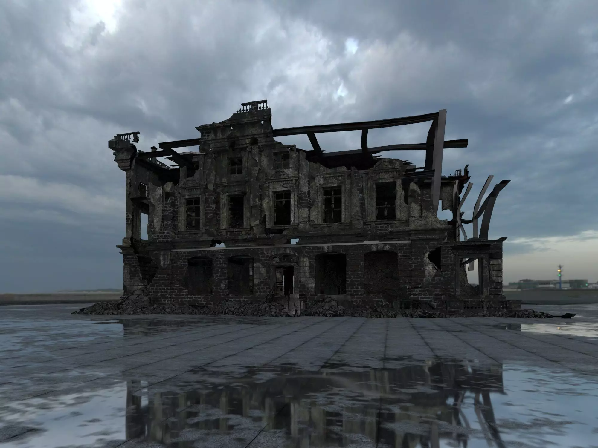 ruin model destroyed building 3D model_0