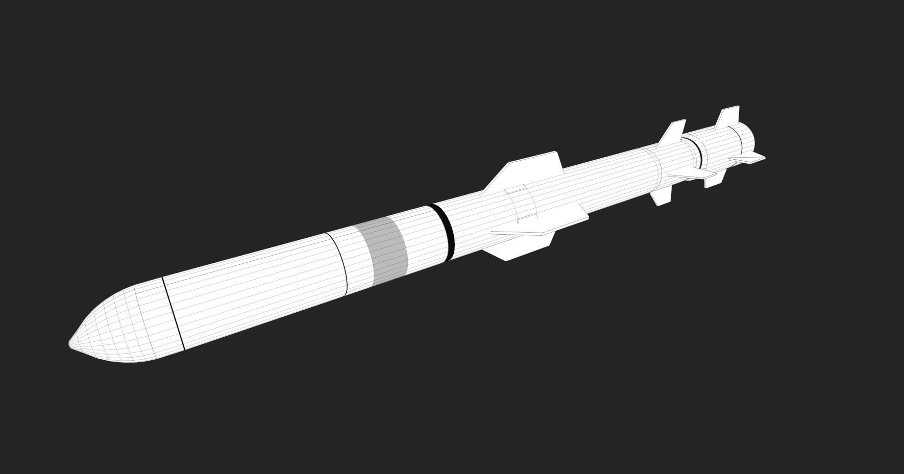 Harpoon Missile Low-poly 3D model_2